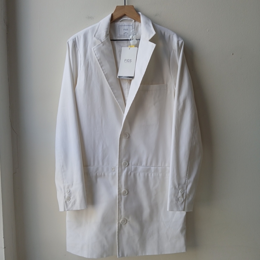 Figs 4 Button Lab Coat White Unisex Small NWT